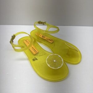 Katy Perry Yellow Lemon Jelly Sandals Womens Size 10 Clear Adjustable Strap